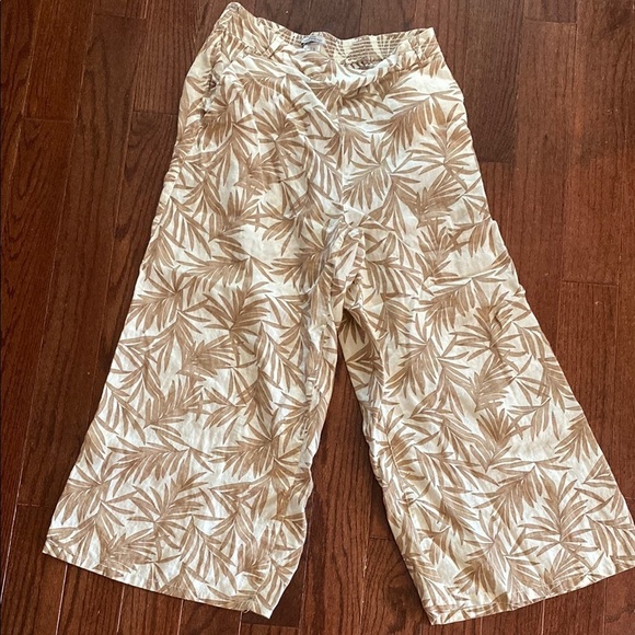 Nicole miller linen Leaf Print Wide-Leg Pants - Picture 1 of 4